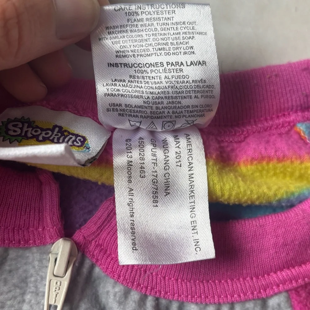 Shopkins Girls 14/16 Fleece Rainbow Footless Pajama Onesie Sleeper Colorful 2017 - Picture 7 of 10